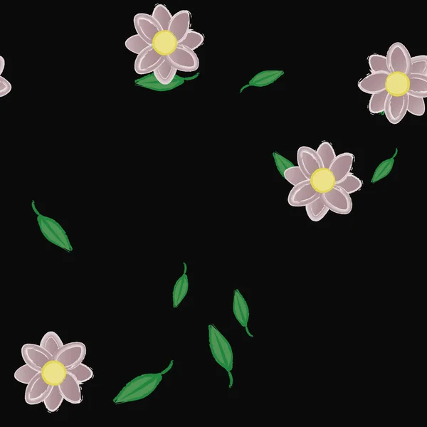 Flores Con Hojas Fondo Sin Costuras Ilustración Vectorial — Vector de stock