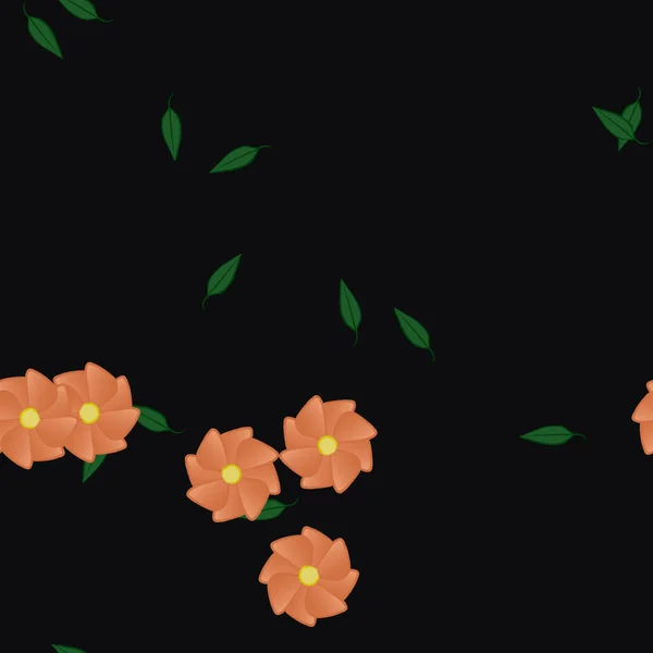 Flores Con Hojas Fondo Sin Costuras Ilustración Vectorial — Vector de stock