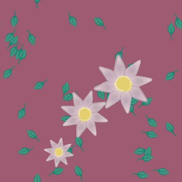 Sommar Blommor Kronblad Med Blad Bakgrund Vektor Illustration — Stock vektor