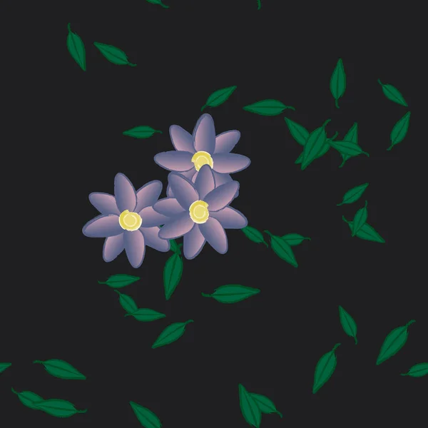 Flores Con Hojas Fondo Sin Costuras Ilustración Vectorial — Archivo Imágenes Vectoriales