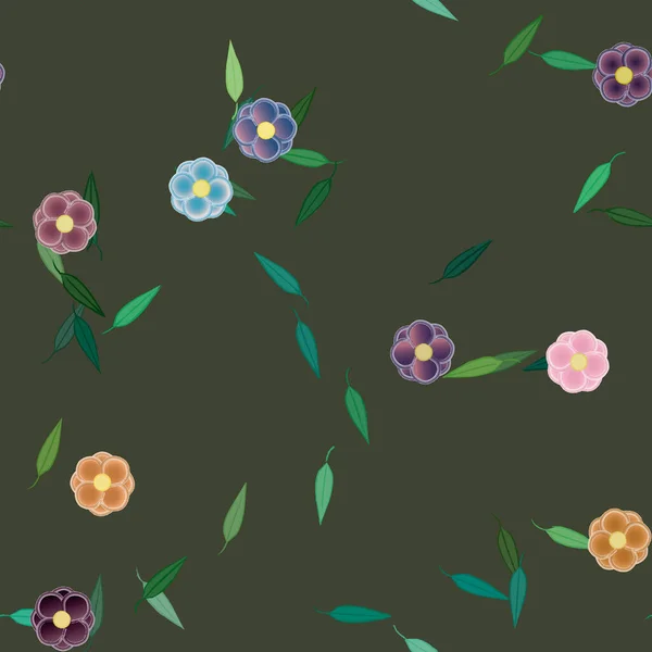 Vektor Illustration Von Sommerblumen Blütenblätter Mit Blättern Blumiger Hintergrund — Stockvektor