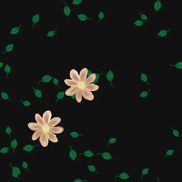 Vector Ilustración Flores Pétalos Con Hojas Fondo Floral — Vector de stock