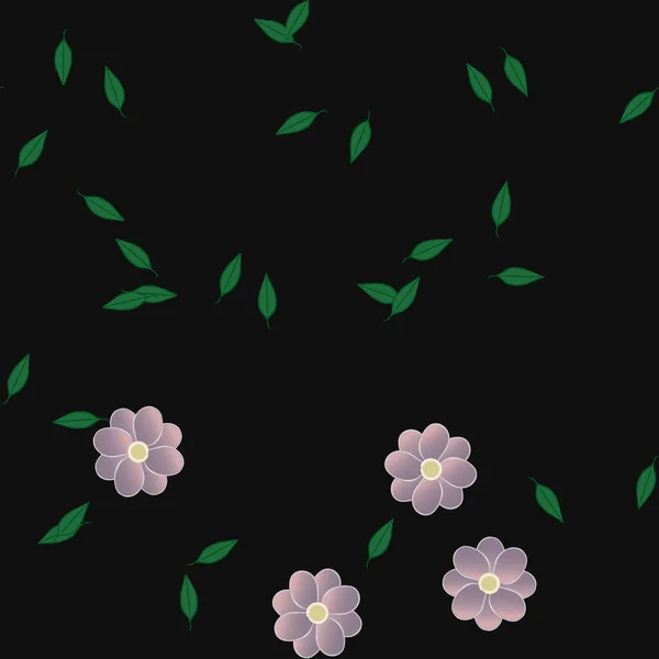 Flores Con Hojas Fondo Sin Costuras Ilustración Vectorial — Vector de stock