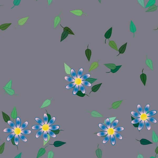 Flores Con Hojas Fondo Sin Costuras Ilustración Vectorial — Vector de stock