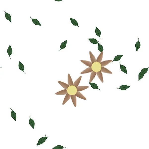 Fleurs Avec Feuilles Fond Sans Couture Illustration Vectorielle — Image vectorielle