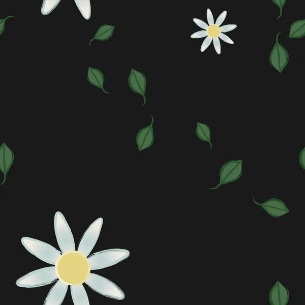 Flores Con Hojas Fondo Sin Costuras Ilustración Vectorial — Vector de stock