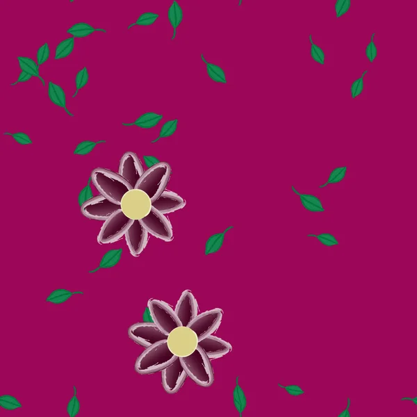 Flores Con Hojas Fondo Sin Costuras Ilustración Vectorial — Vector de stock