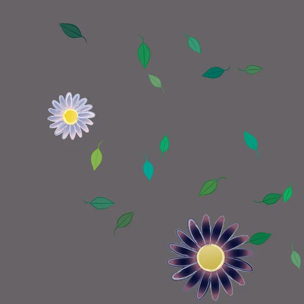 Flores Con Hojas Fondo Sin Costuras Ilustración Vectorial — Archivo Imágenes Vectoriales