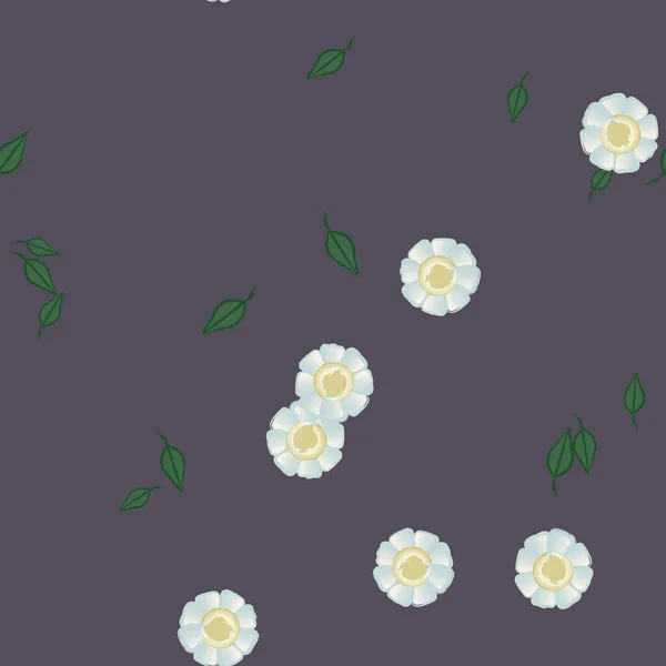 Fleurs Avec Feuilles Fond Sans Couture Illustration Vectorielle — Image vectorielle