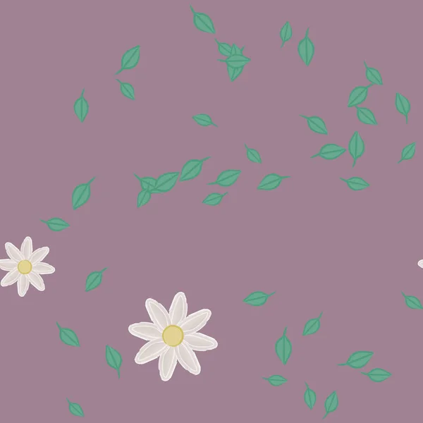 Flores Con Hojas Fondo Sin Costuras Ilustración Vectorial — Archivo Imágenes Vectoriales