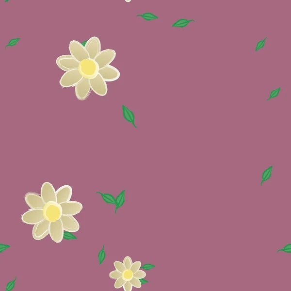 Kwiaty Liśćmi Bezszwowe Tło Wektor Ilustracja — Wektor stockowy