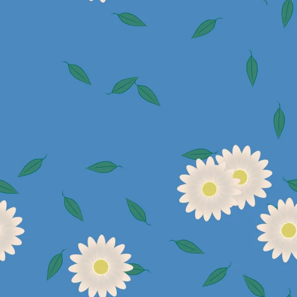 Blumen Mit Blättern Nahtloser Hintergrund Vektorillustration — Stockvektor