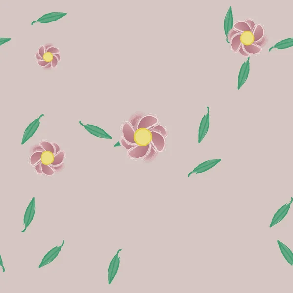 Flores Con Hojas Fondo Sin Costuras Ilustración Vectorial — Vector de stock