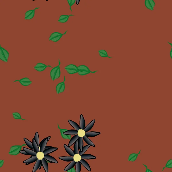 Flores Con Hojas Fondo Sin Costuras Ilustración Vectorial — Vector de stock