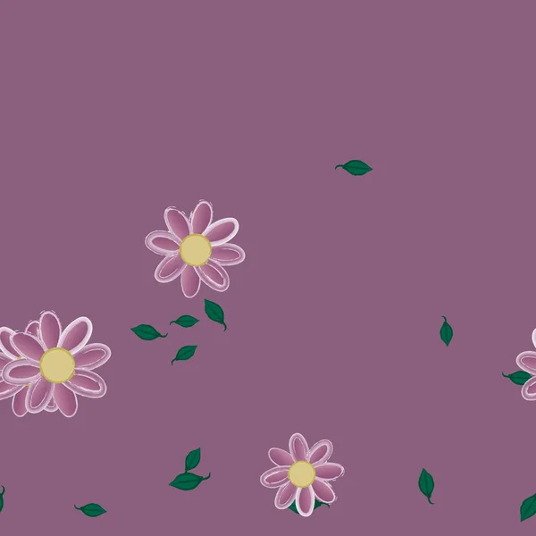 Fleurs Avec Feuilles Fond Sans Couture Illustration Vectorielle — Image vectorielle