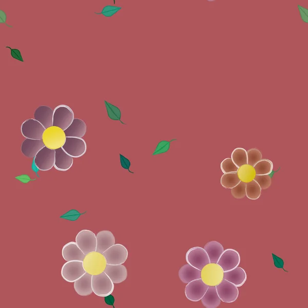 Fleurs Avec Feuilles Fond Sans Couture Illustration Vectorielle — Image vectorielle