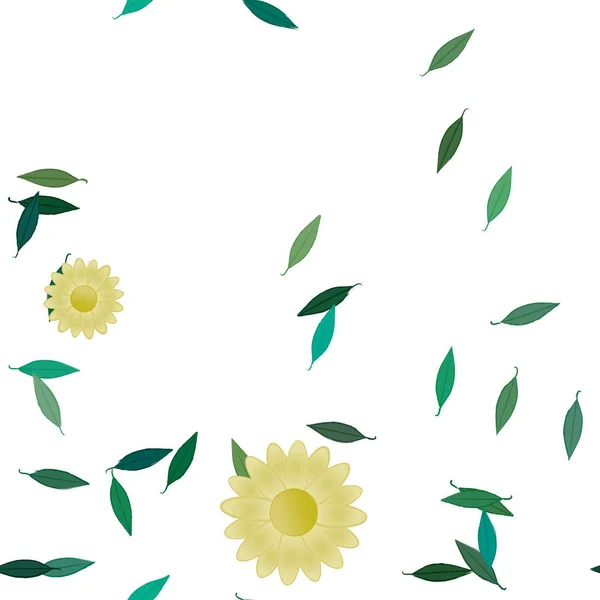 Blumen Mit Blättern Nahtloser Hintergrund Vektorillustration — Stockvektor