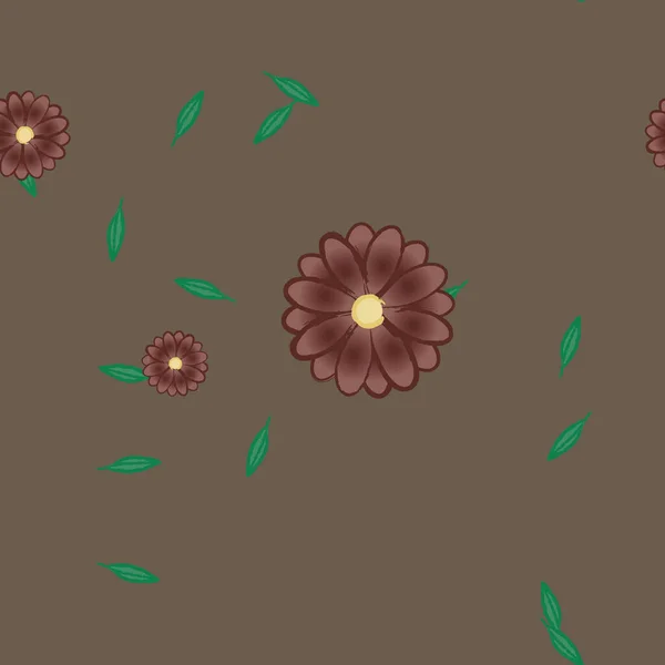 Flores Con Hojas Fondo Sin Costuras Ilustración Vectorial — Vector de stock