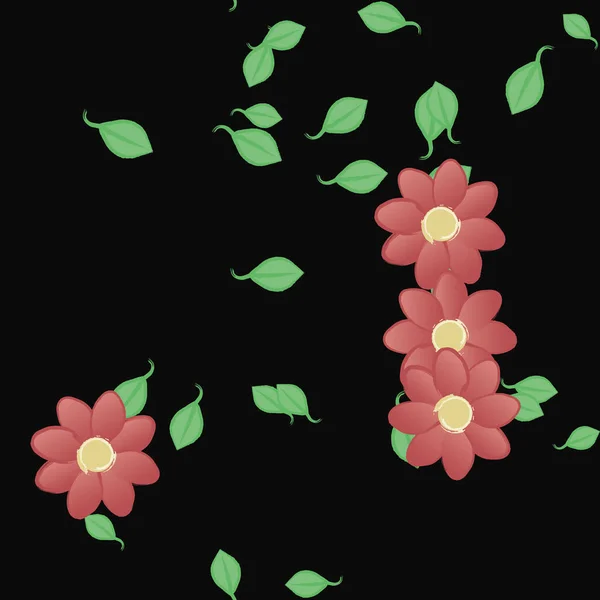 夏の花の花弁に葉 ベクトル図 — ストックベクタ