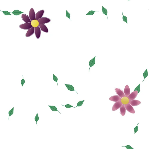 Illustration Vectorielle Pétales Fleurs Été Avec Feuilles Fond Botanique — Image vectorielle