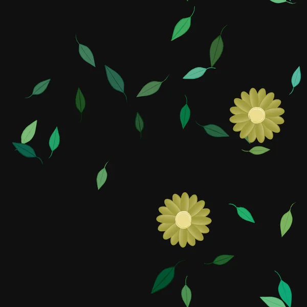 Векторная Иллюстрация Летних Цветов Лепестки Листьями Цветочный Фон — стоковый вектор