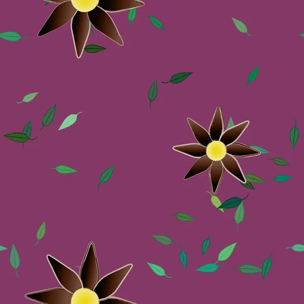 Flores Con Hojas Fondo Sin Costuras Ilustración Vectorial — Vector de stock