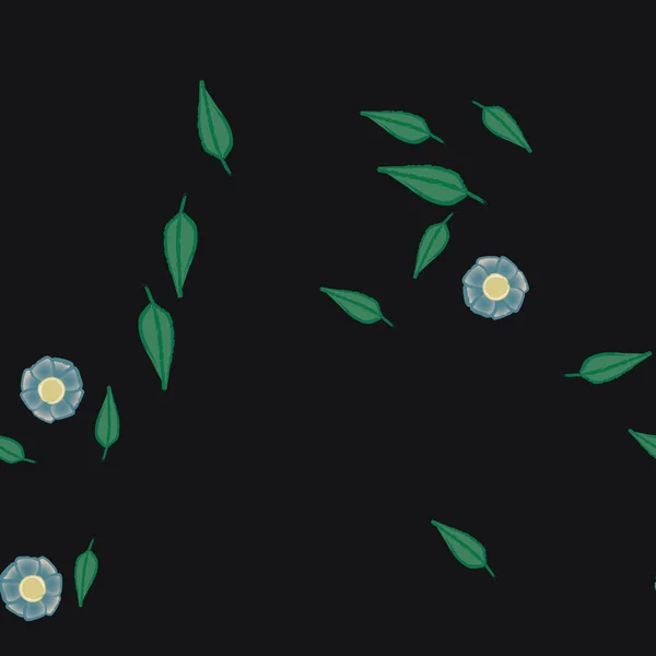 Fleurs Avec Feuilles Fond Sans Couture Illustration Vectorielle — Image vectorielle