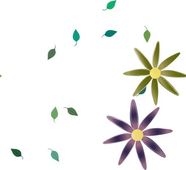 Yapraklı çiçek yapraklarının vektör çizimi, botanik arka plan