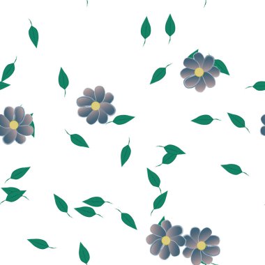 Yapraklı yaz çiçekleri, arka plan, vektör illüstrasyonu