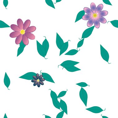 Yapraksız arkaplanı olan çiçek yaprakları, vektör illüstrasyonu