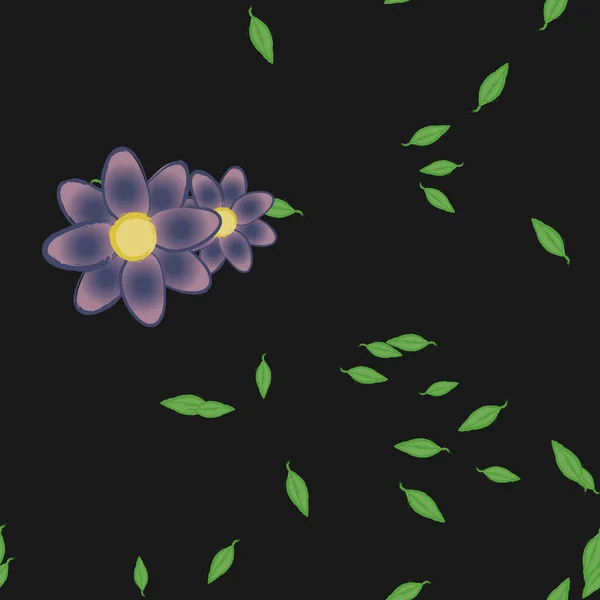 Flores Con Hojas Fondo Sin Costuras Ilustración Vectorial — Vector de stock