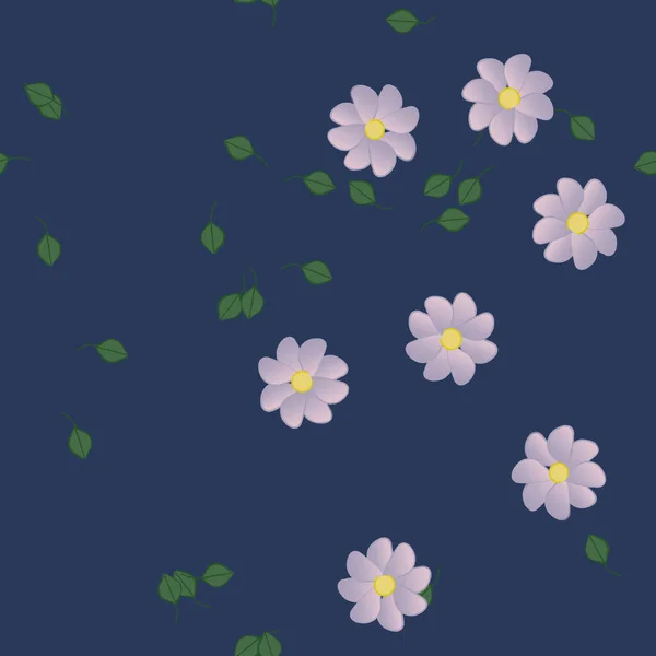 Blumen Mit Blättern Nahtloser Hintergrund Vektorillustration — Stockvektor