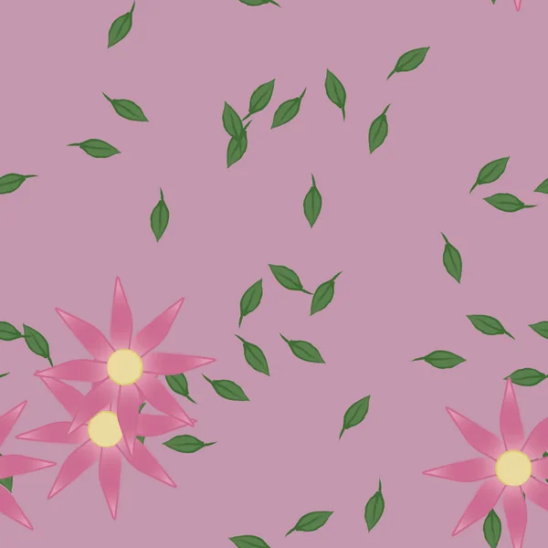 Fleurs Été Pétales Avec Feuilles Fond Illustration Vectorielle — Image vectorielle