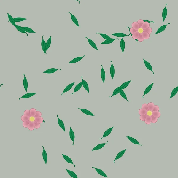 Векторна Ілюстрація Пелюсток Літніх Квітів Листям Безшовний Фон — стоковий вектор