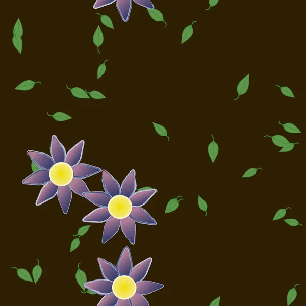 Bloemen Met Bladeren Naadloze Achtergrond Vector Illustratie — Stockvector