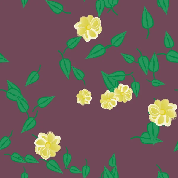 Flores Con Hojas Fondo Sin Costuras Ilustración Vectorial — Vector de stock