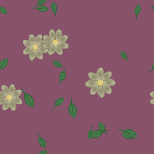 Flores Con Hojas Fondo Sin Costuras Ilustración Vectorial — Vector de stock