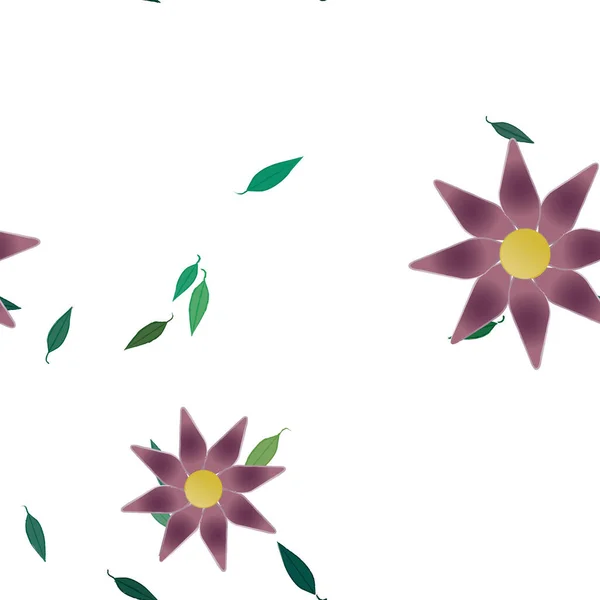 Fleurs Avec Feuilles Fond Sans Couture Illustration Vectorielle — Image vectorielle