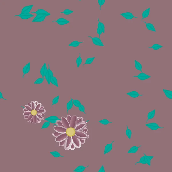 Fleurs Avec Feuilles Fond Sans Couture Illustration Vectorielle — Image vectorielle