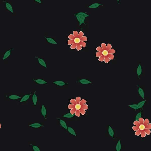 Flores Con Hojas Fondo Sin Costuras Ilustración Vectorial — Vector de stock