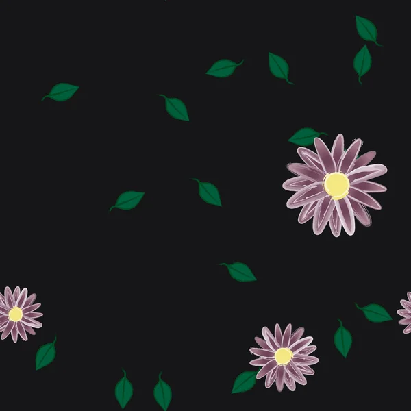 Векторна Ілюстрація Пелюсток Літніх Квітів Листям Ботанічний Фон — стоковий вектор