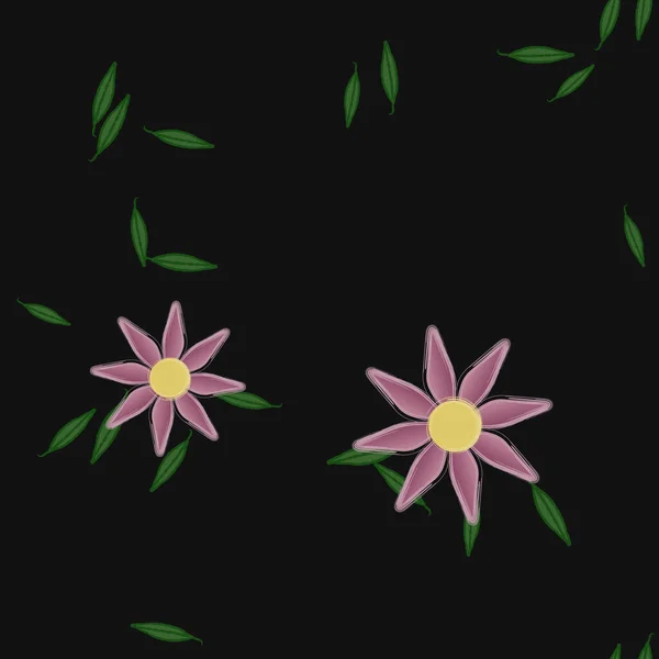 Fleurs Avec Feuilles Fond Sans Couture Illustration Vectorielle — Image vectorielle