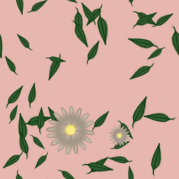 Fleurs Avec Feuilles Fond Sans Couture Illustration Vectorielle — Image vectorielle