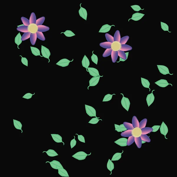 Пелюстки Літніх Квітів Листям Фон Векторні Ілюстрації — стоковий вектор