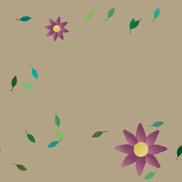 Fleurs Avec Feuilles Fond Sans Couture Illustration Vectorielle — Image vectorielle