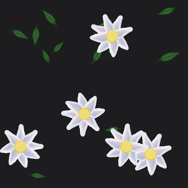 Vector Illustratie Van Zomerbloemen Bloemblaadjes Met Bladeren Naadloze Achtergrond — Stockvector