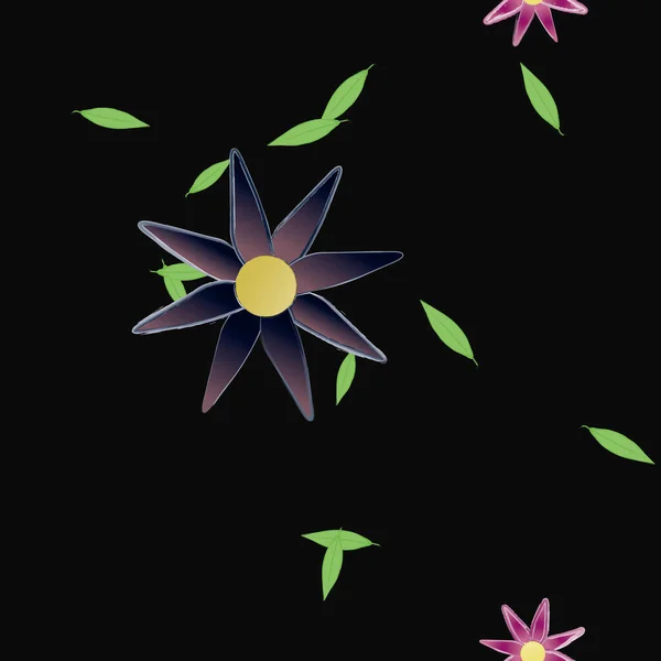 Flores Con Hojas Fondo Sin Costuras Ilustración Vectorial — Vector de stock