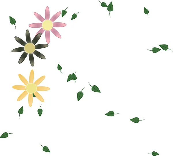 Flores Con Hojas Fondo Sin Costuras Ilustración Vectorial — Vector de stock