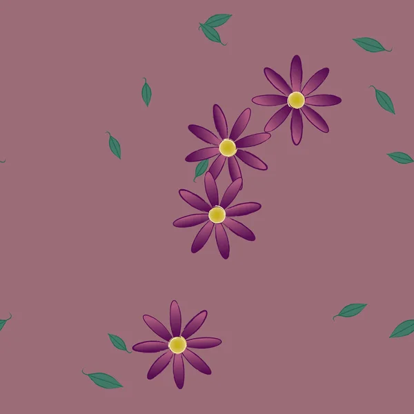 Vektor Illustration Von Sommerblumen Blütenblätter Mit Blättern Botanischer Hintergrund — Stockvektor