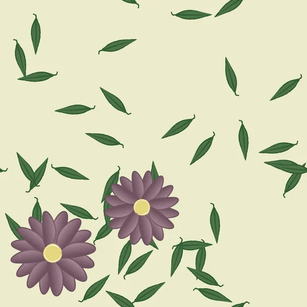 Flowers Leaves Seamless Background Vector Illustration — Stock Vector